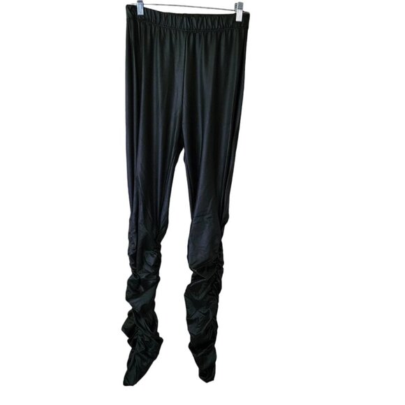 Boutique Faux Leather High Waist stretch Pants Legging with ruched leg - Picture 9 of 14